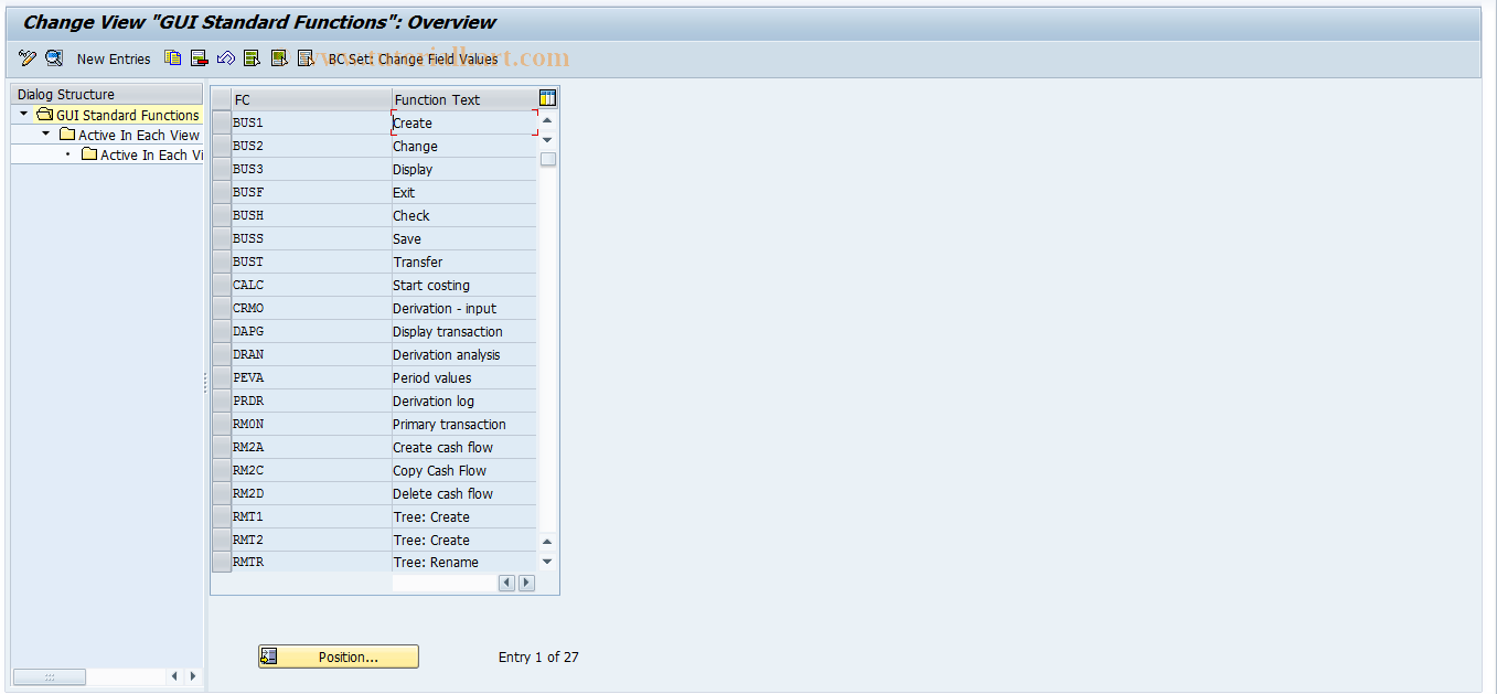 SAP TCode RCC08 - RO Control: Standard Functions