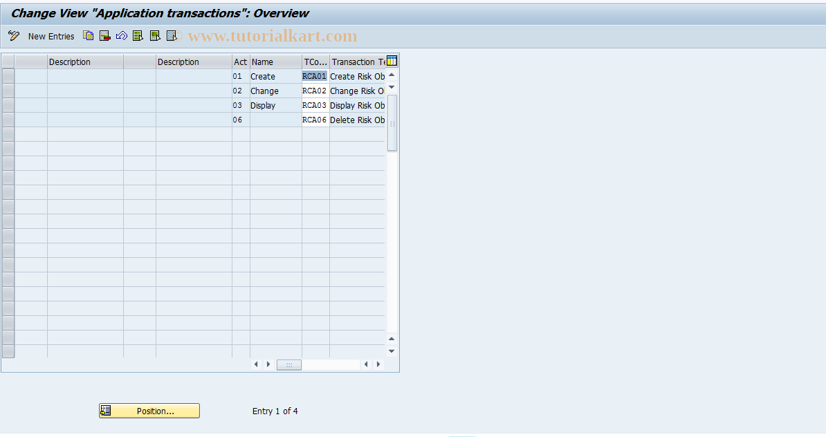 SAP TCode RCC15 - RO Control: Application Transaction