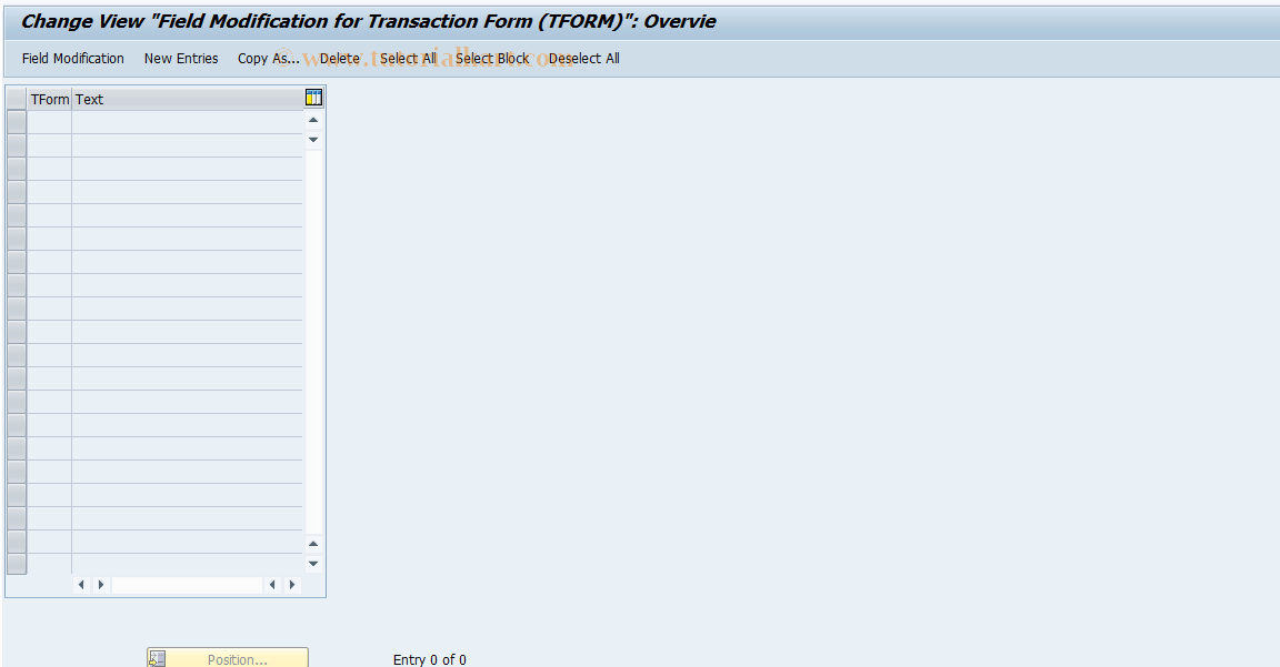 SAP TCode RCCFM - RT Control: GFORM Modification