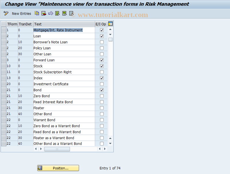 SAP TCode RCCG2 - Change transaction form