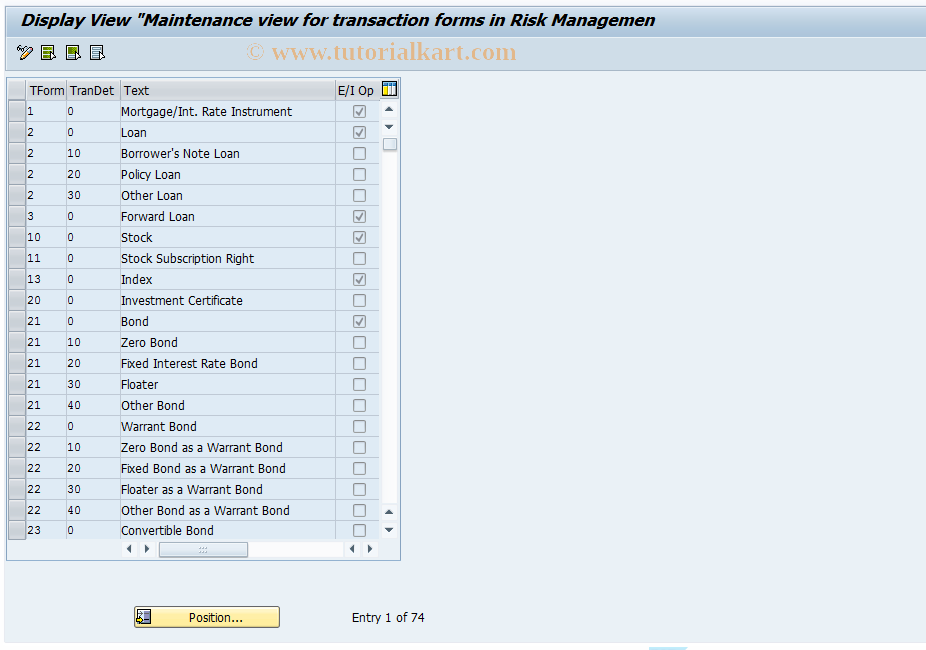 SAP TCode RCCG3 - Display Transaction Form