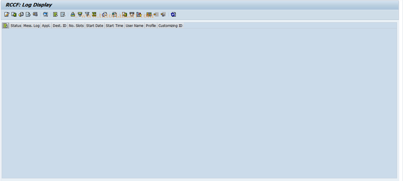 SAP TCode RCC_LOG - RCCF: Log Display