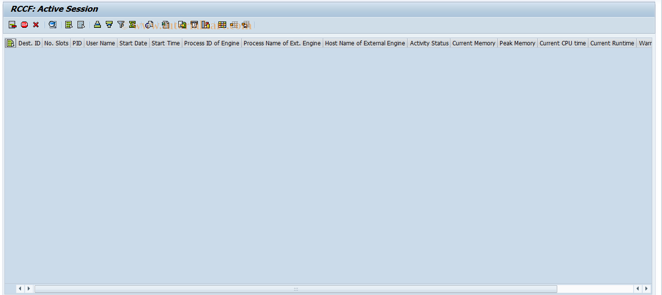 SAP TCode RCC_SESSION - RCCF: Display Active Session