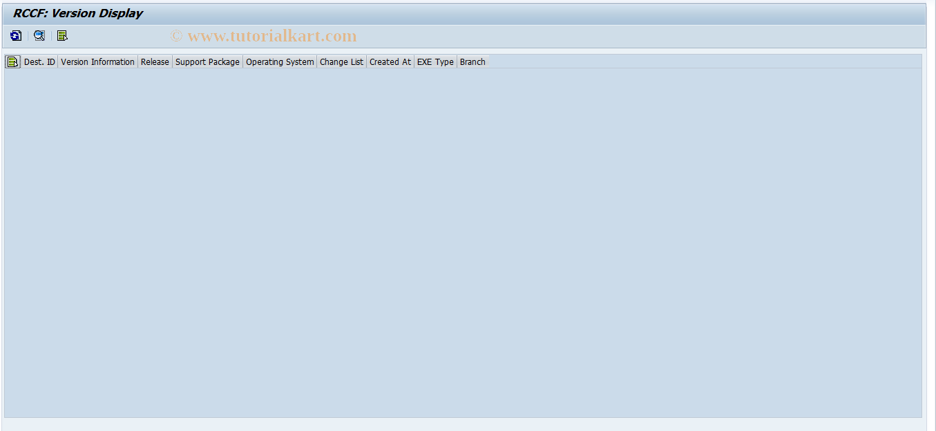 SAP TCode RCC_VERSION - RCCF: Version Display