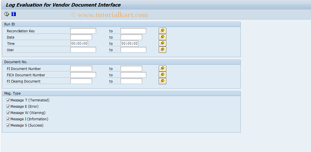 SAP TCode RDCA_WIZ - Evaluate Vendor Document Interface