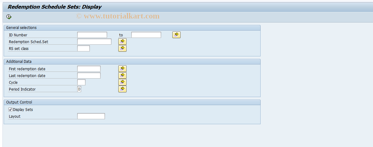 SAP TCode RDPT1 - List of Redemption Schedule Sets