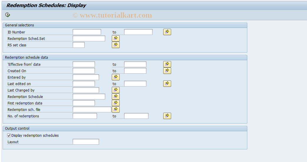 SAP TCode RDPT2 - List of Redemption Schedules