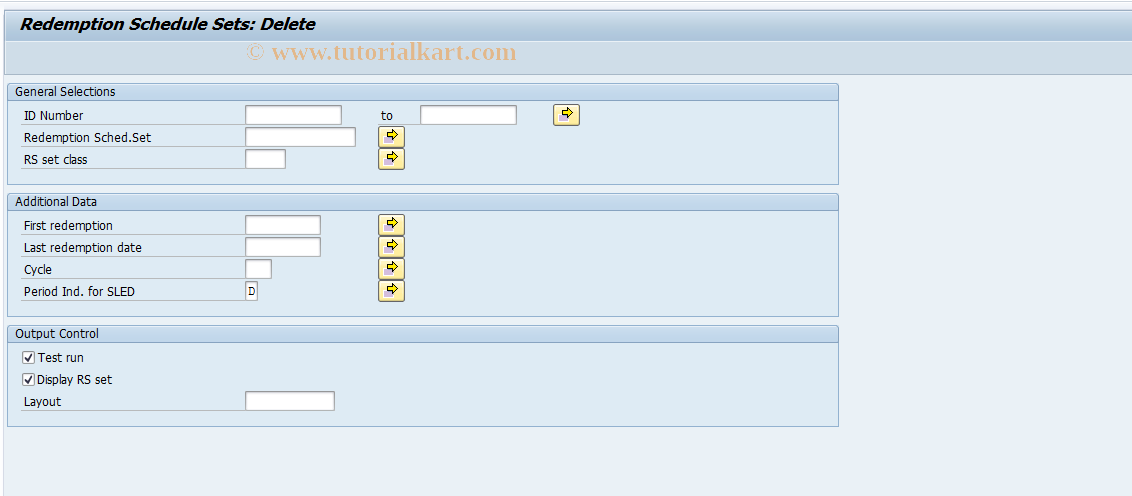 SAP TCode RDPT3 - Delete Redemption Schedule Sets