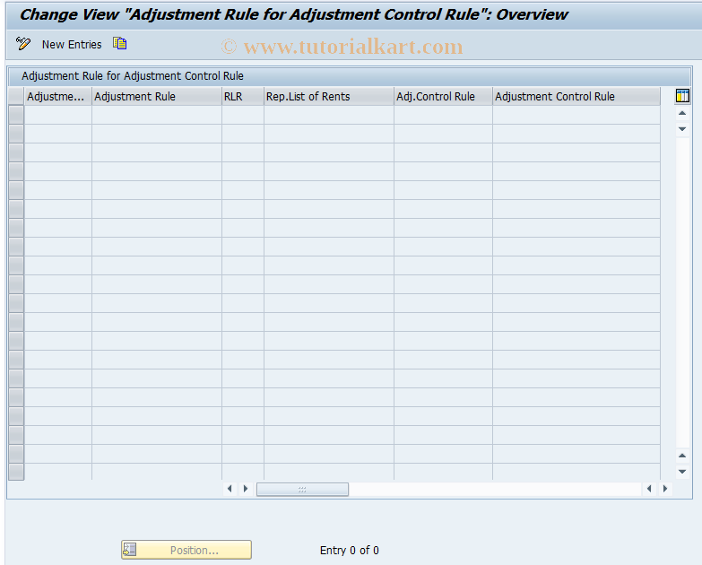 SAP TCode REAJADJMRULECTRLRULE - Adjustment Rule and Control Rule