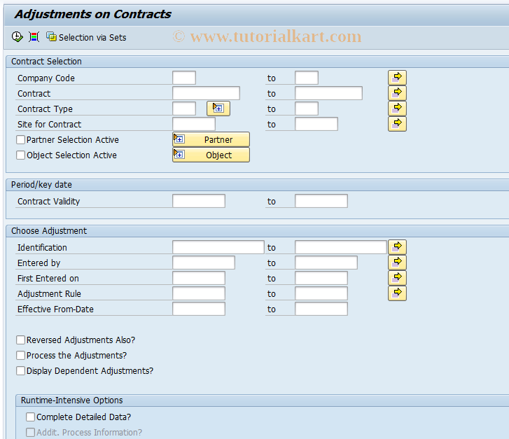 SAP TCode REAJAHCN - Adjustments on Contracts