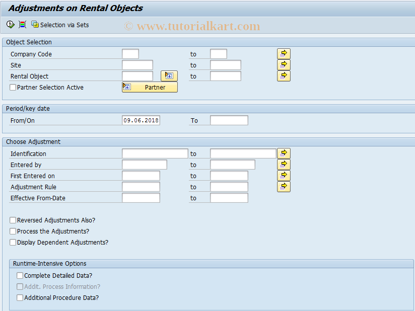 SAP TCode REAJAHRO - Adjustments on Rental Objects