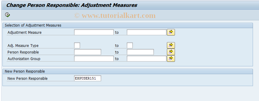 SAP TCode REAJATRP - Change Pers.Resp: Adjustment Measure