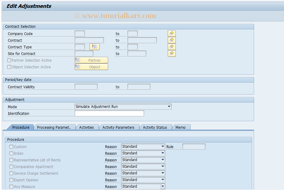 SAP TCode REAJCH - Continue Adjustment