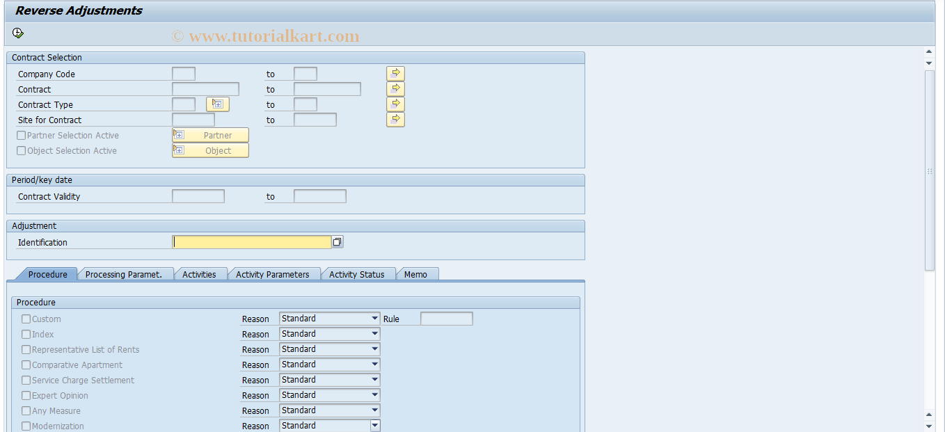 SAP TCode REAJRV - Reverse Adjustments