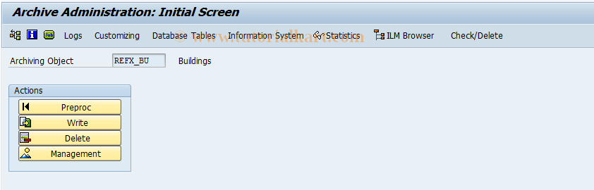 SAP TCode REBDBUAR - Archive Buildings