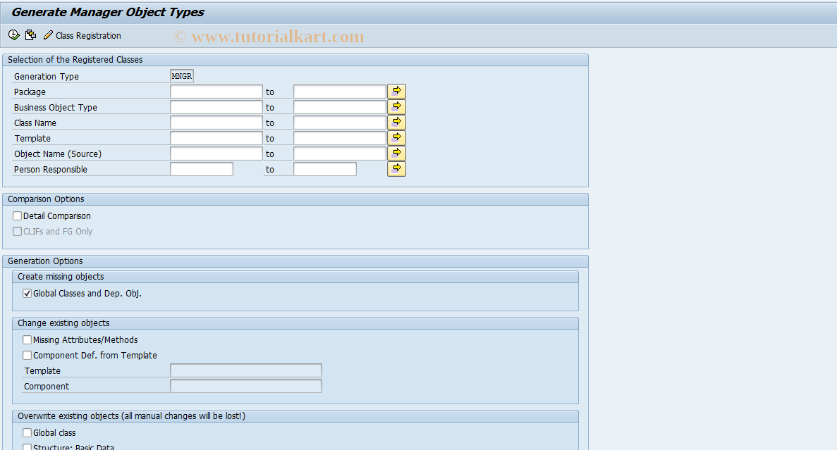 SAP TCode REBFCR06 - Generate Manager Object Types