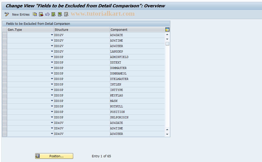 SAP TCode REBFCR12 - Excluded Fields for Detailed Compar.