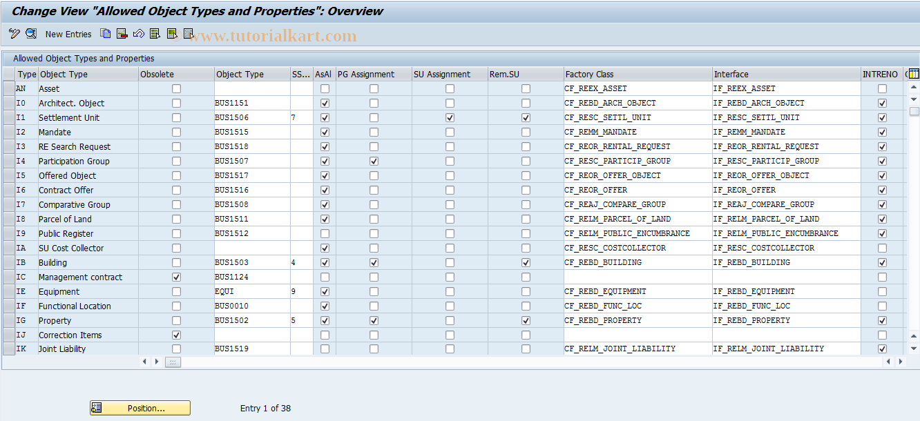 SAP TCode RECAAC - Allowed Object Types and Properties