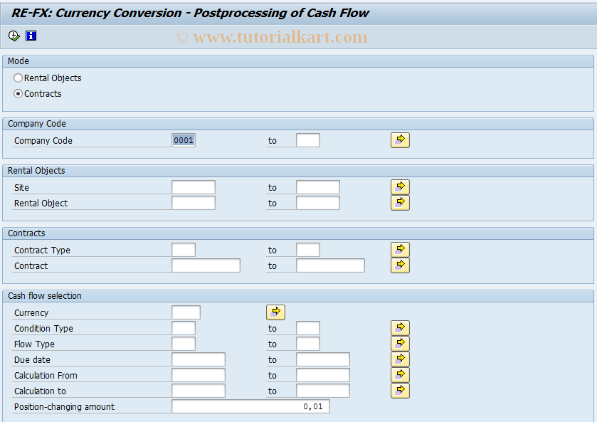 SAP TCode RECAECADJCFCN - Cash Flow - Contracts
