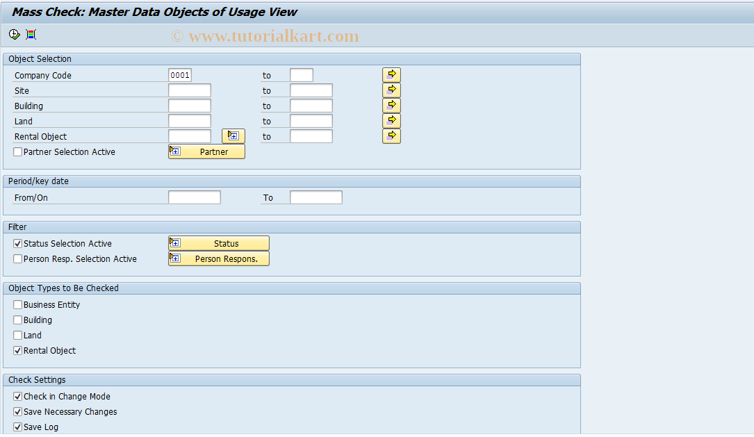 SAP TCode RECAECADJRO - Euro Changeover: Check Rental Obj.