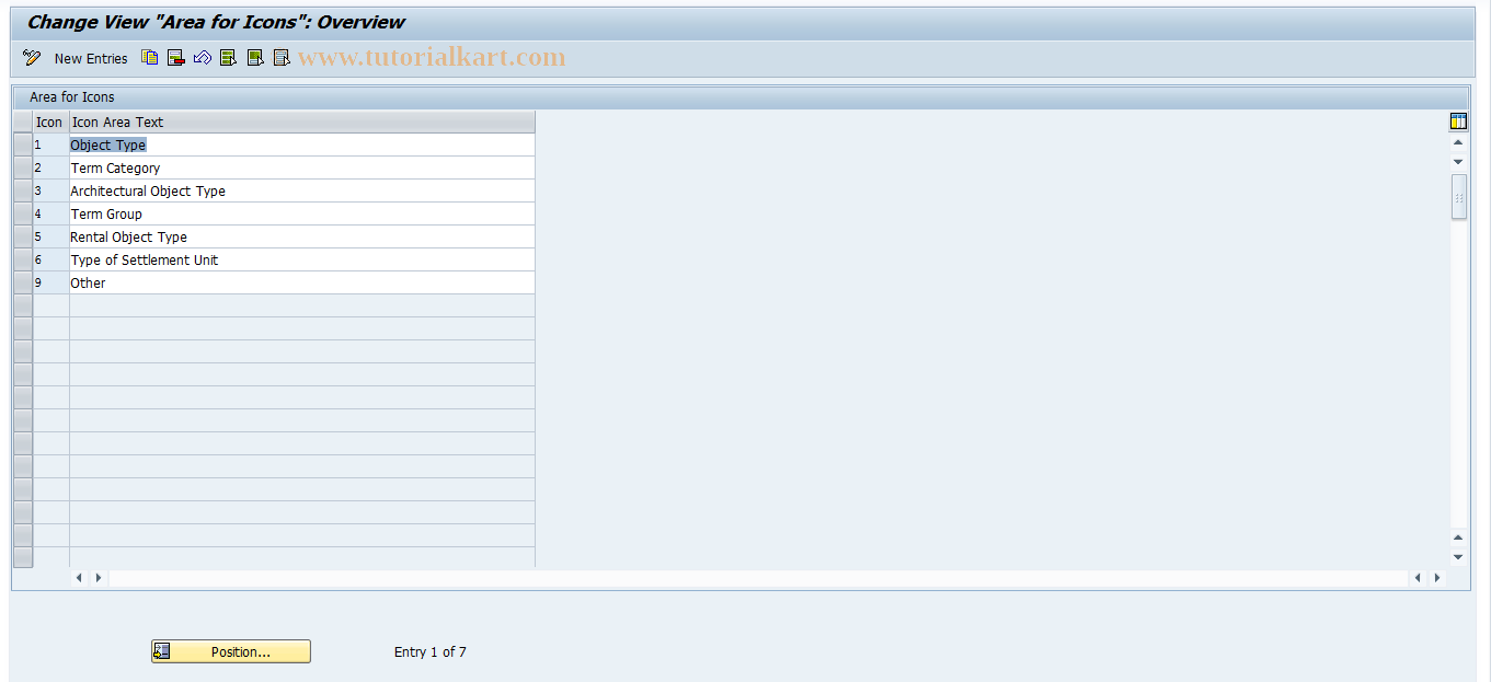 SAP TCode RECAICONFOR - Icon - Icon Area