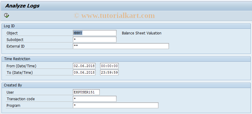 SAP TCode RECALA - Analyze Logs