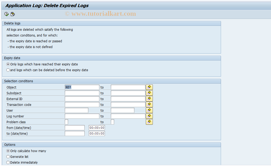 SAP TCode RECALD - Delete Logs