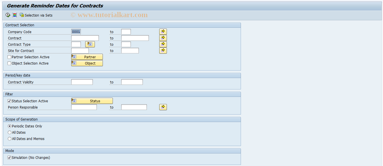 SAP TCode RECARSGENCN - Generate Dates for Contracts