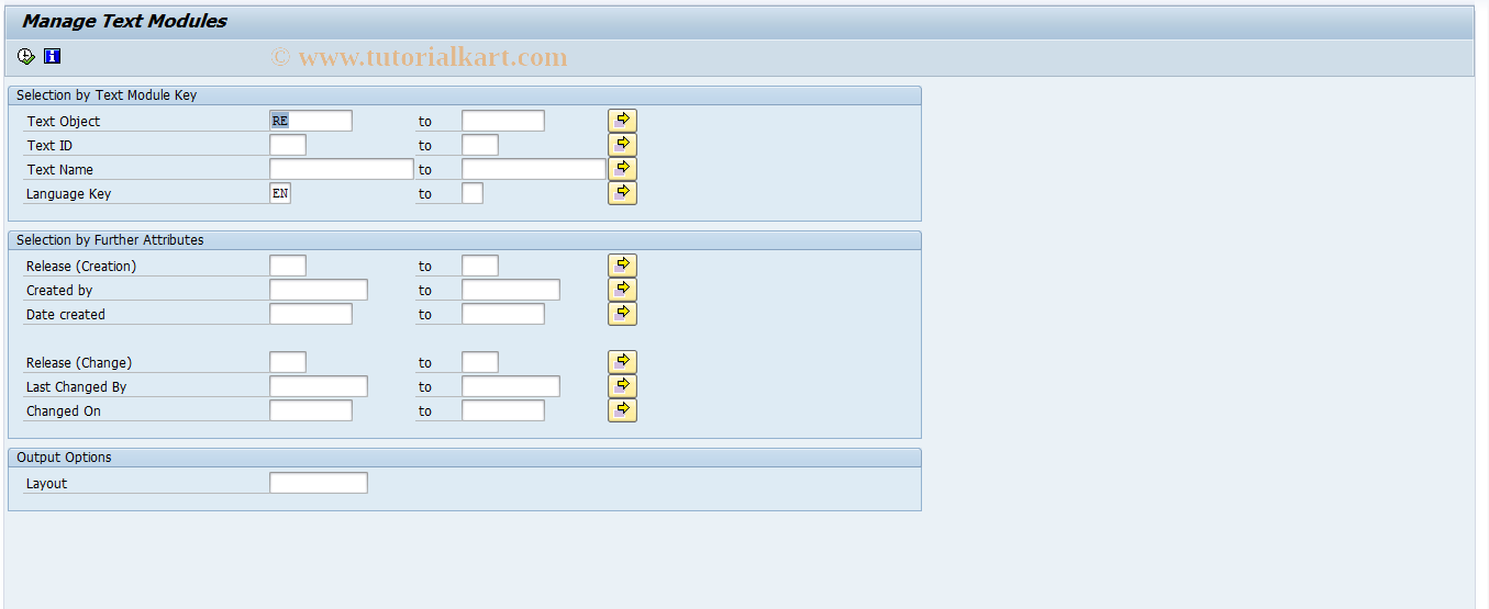 SAP TCode RECATM - Manage Text Modules