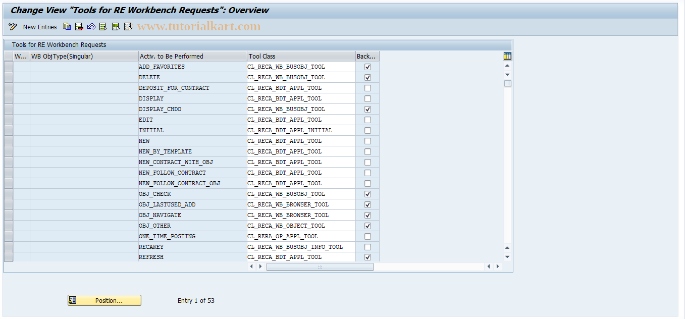 SAP TCode RECAWBREQTOOL - Tools for RE Workbench Requests