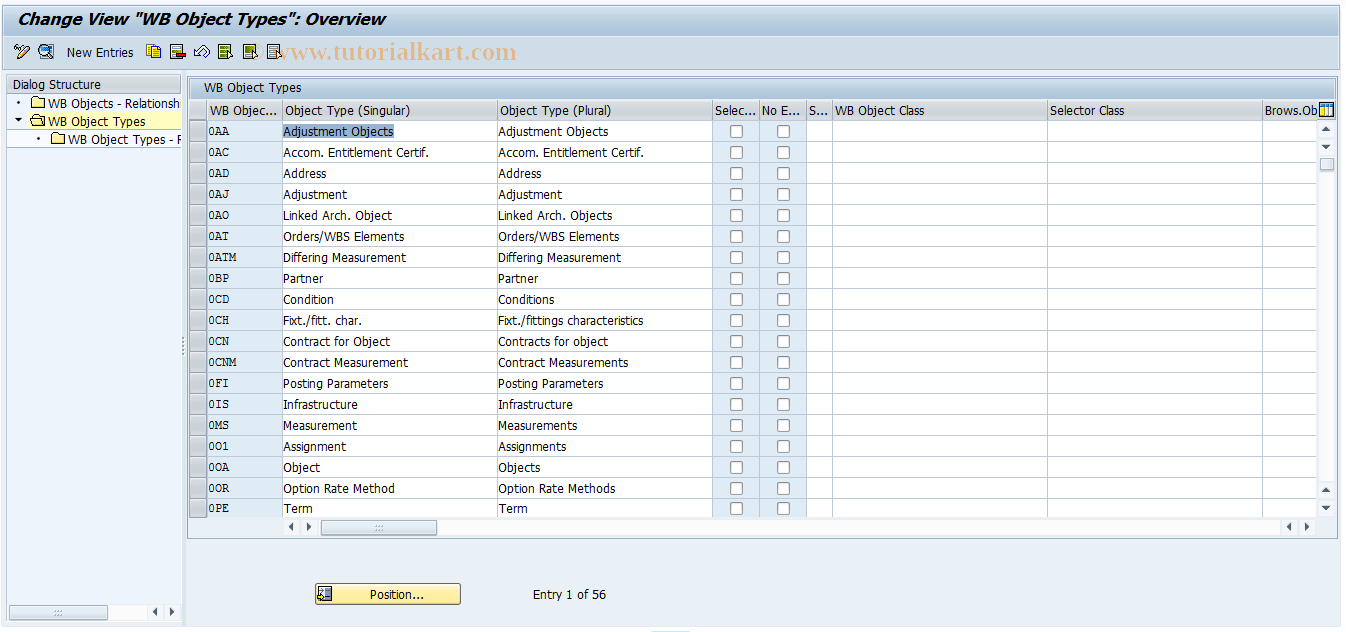 SAP TCode RECAWBTYPE - Object Types in the Workbench