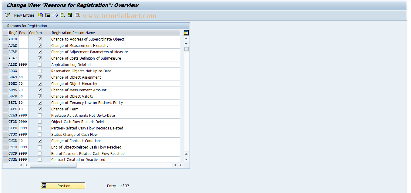 SAP TCode RECAYB - Reasons for Registration