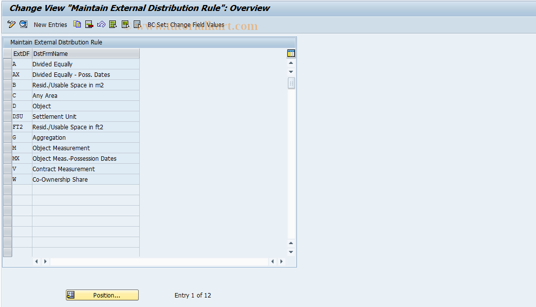SAP TCode RECDCD - External Distribution Rules