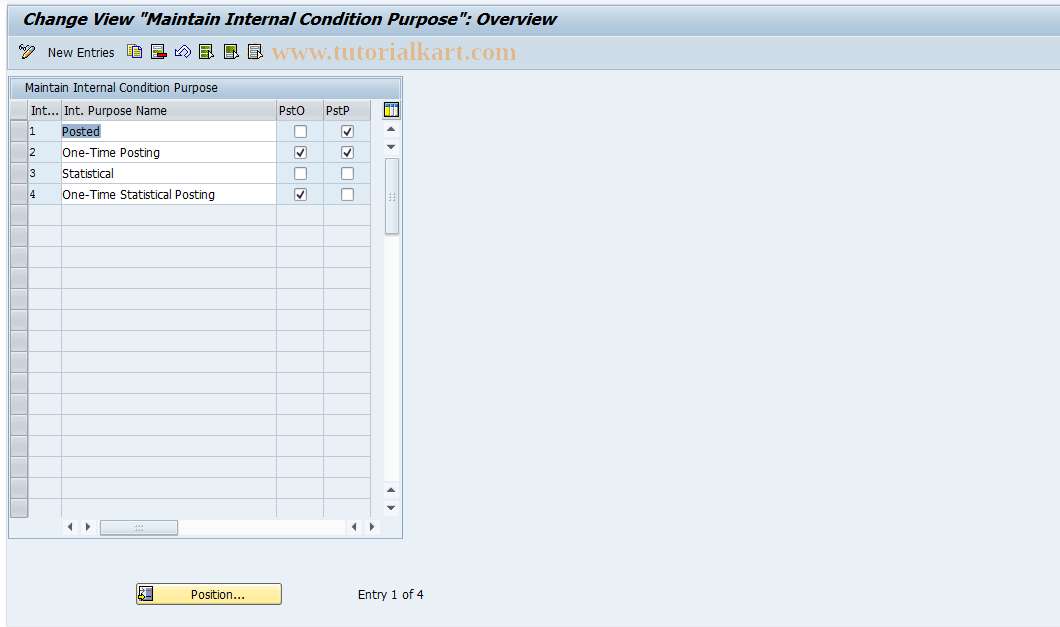 SAP TCode RECDCE - Internal Condition Purpose