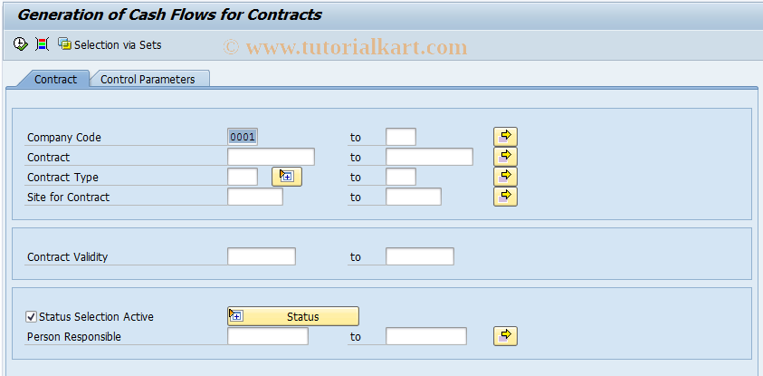 SAP TCode RECDCG - Cash Flow Update for Contract