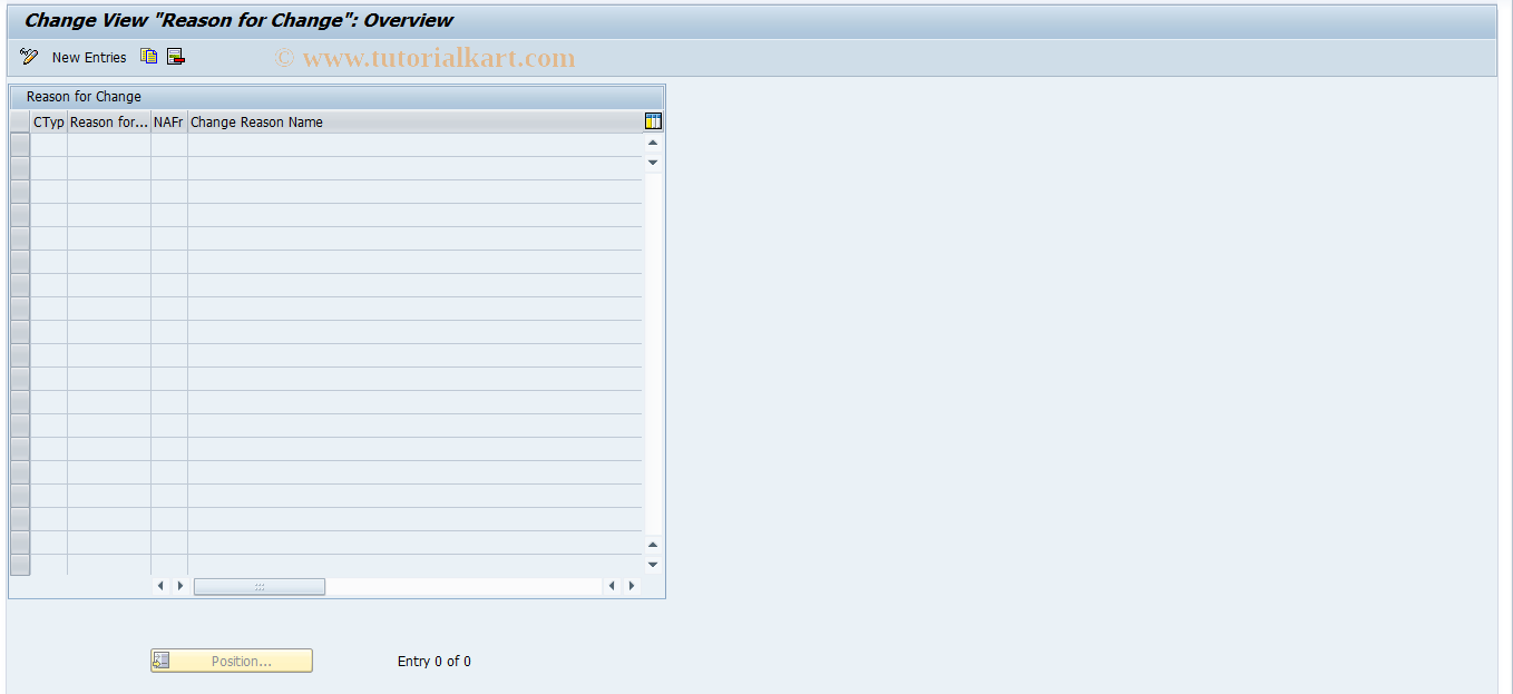 SAP TCode RECDCHGREAS - Maintenance - Change Reasons