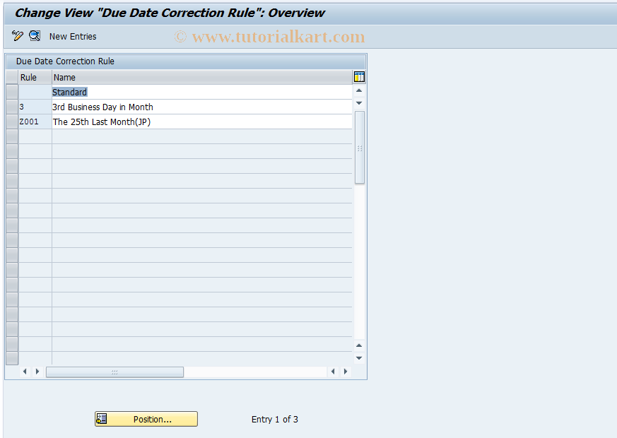 SAP TCode RECDDD - Due Date Correction Rule