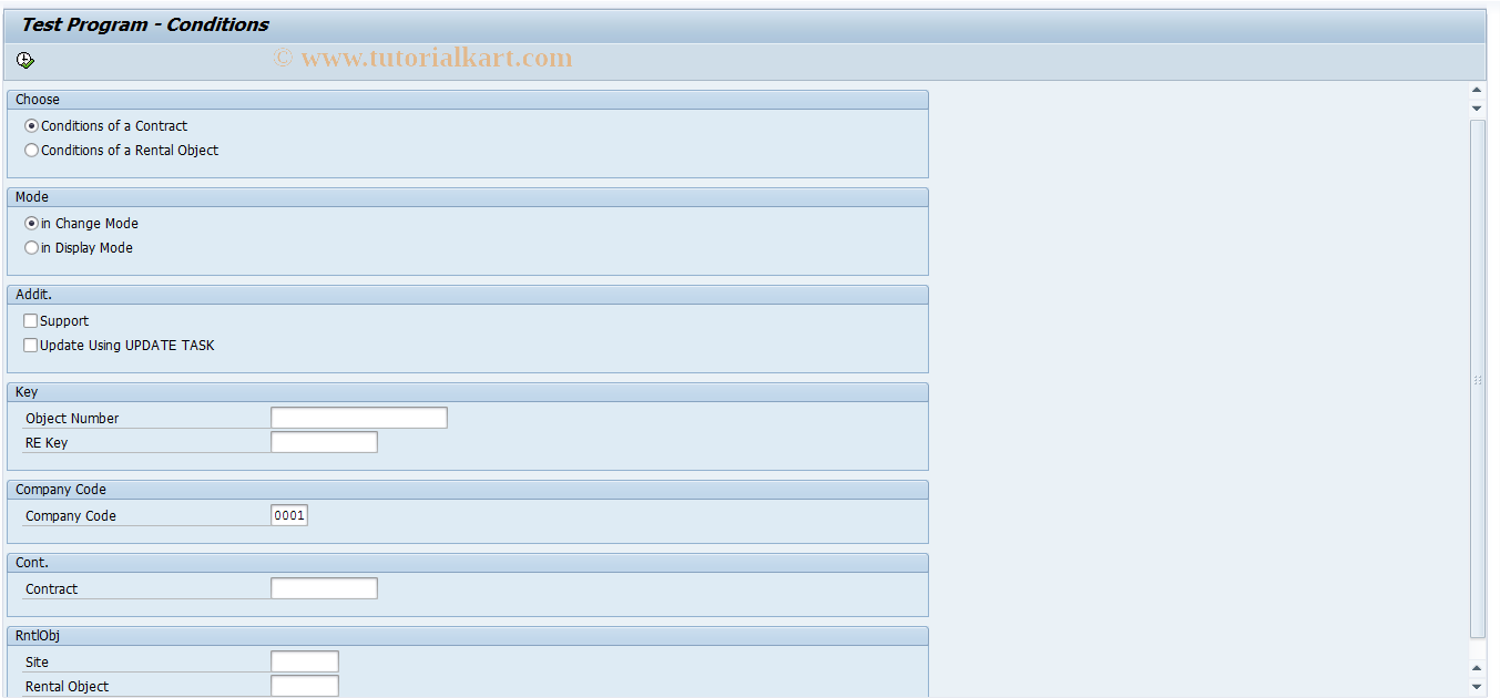 SAP TCode RECDZZ - Test - Conditions