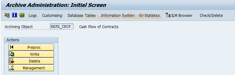 SAP TCode RECNCFAR - Archive Cash Flow of Contracts