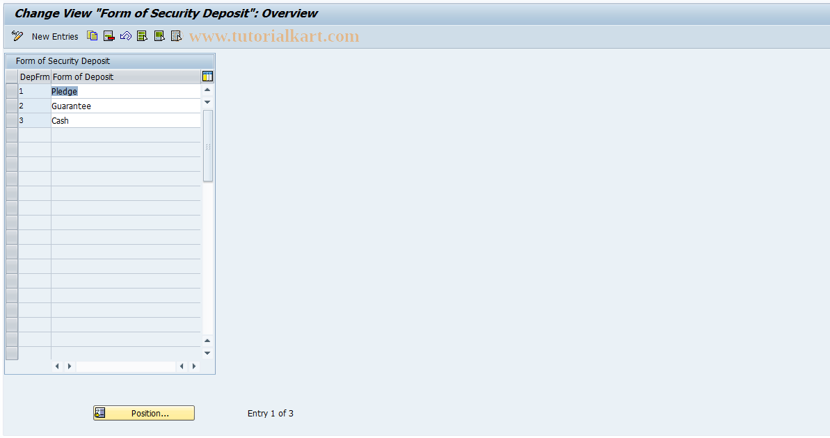 SAP TCode RECNDPMETHOD - Form of Security Deposit