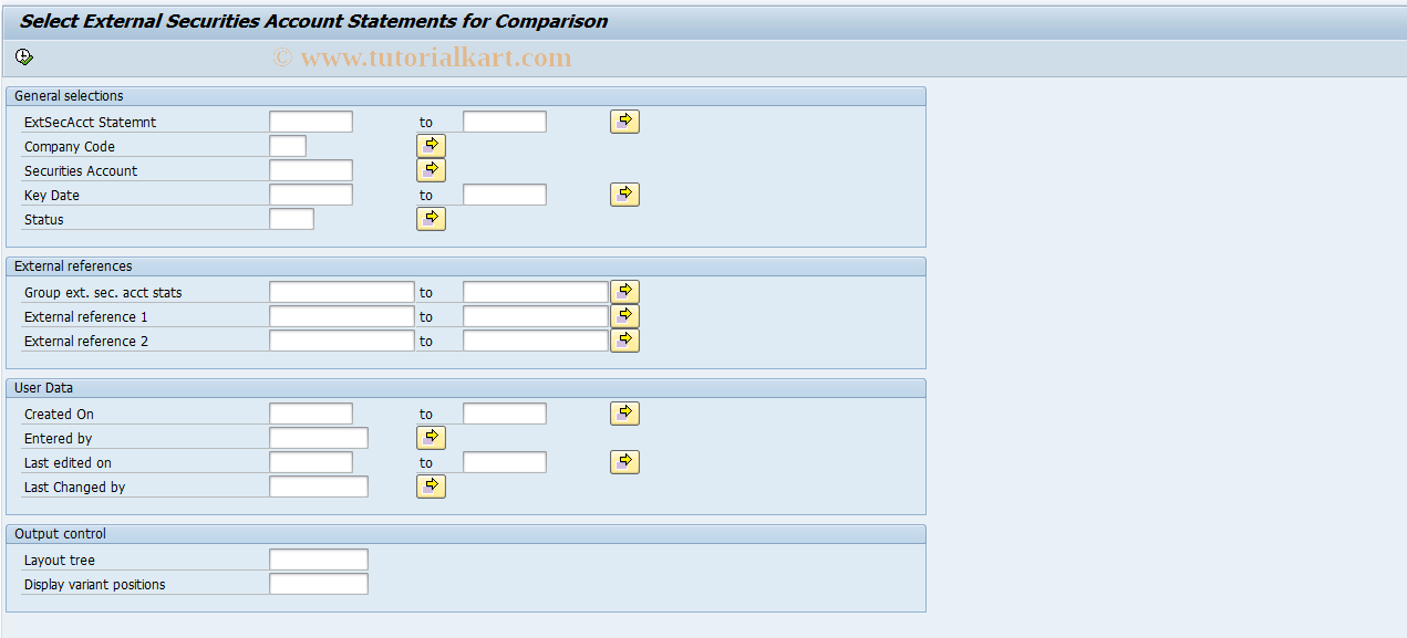 SAP TCode RECON1 - Process External Sec. Account Statements
