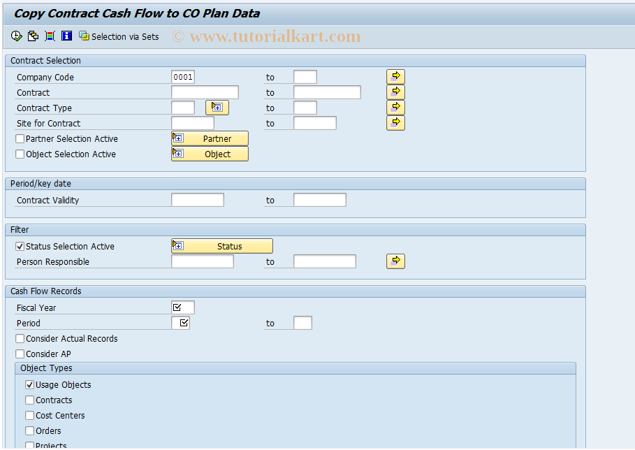 SAP TCode RECOPLCFCOPY - Copy Cash Flow to CO Planning