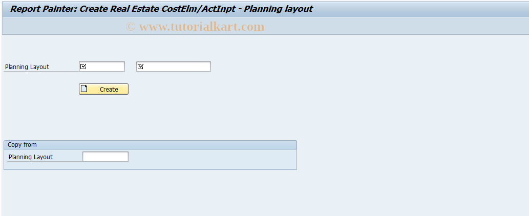 SAP TCode RECOPLCSTLAY01 - Create Cost Element Planning Layout