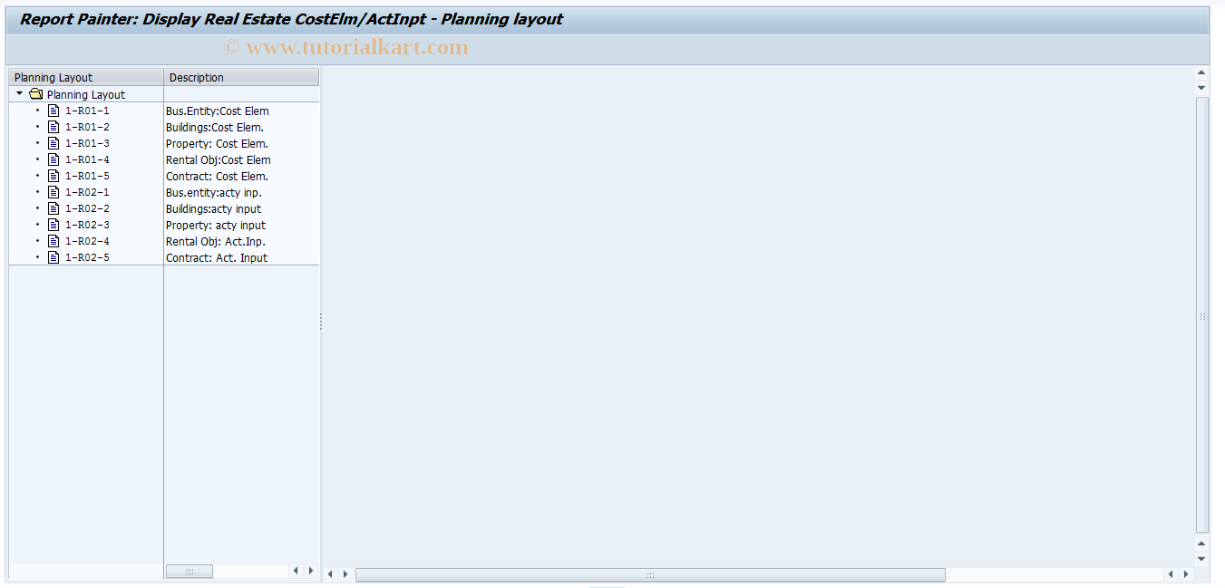 SAP TCode RECOPLCSTLAY03 - Display Cost Element Planning Layout