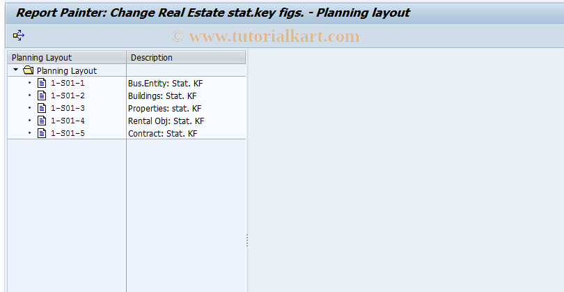 SAP TCode RECOPLKYFLAY02 - Change  Statistical  KF Planning Layout