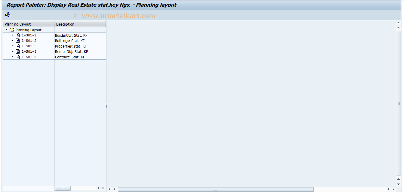 SAP TCode RECOPLKYFLAY03 - Display  Statistical  KF Planning Layout