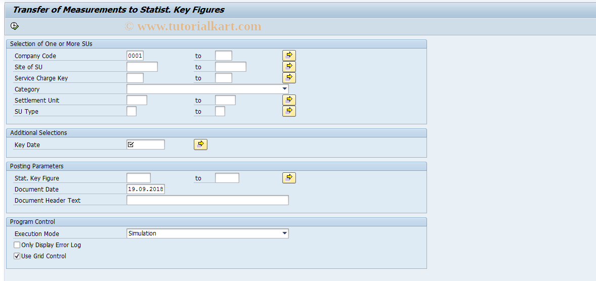 SAP TCode RECOSTKFSU - Transfer Measmt to  Statistical  Key Figure
