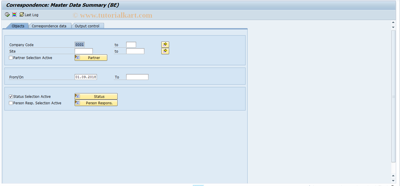 SAP TCode RECPA130 - Master Data Summary (BE)