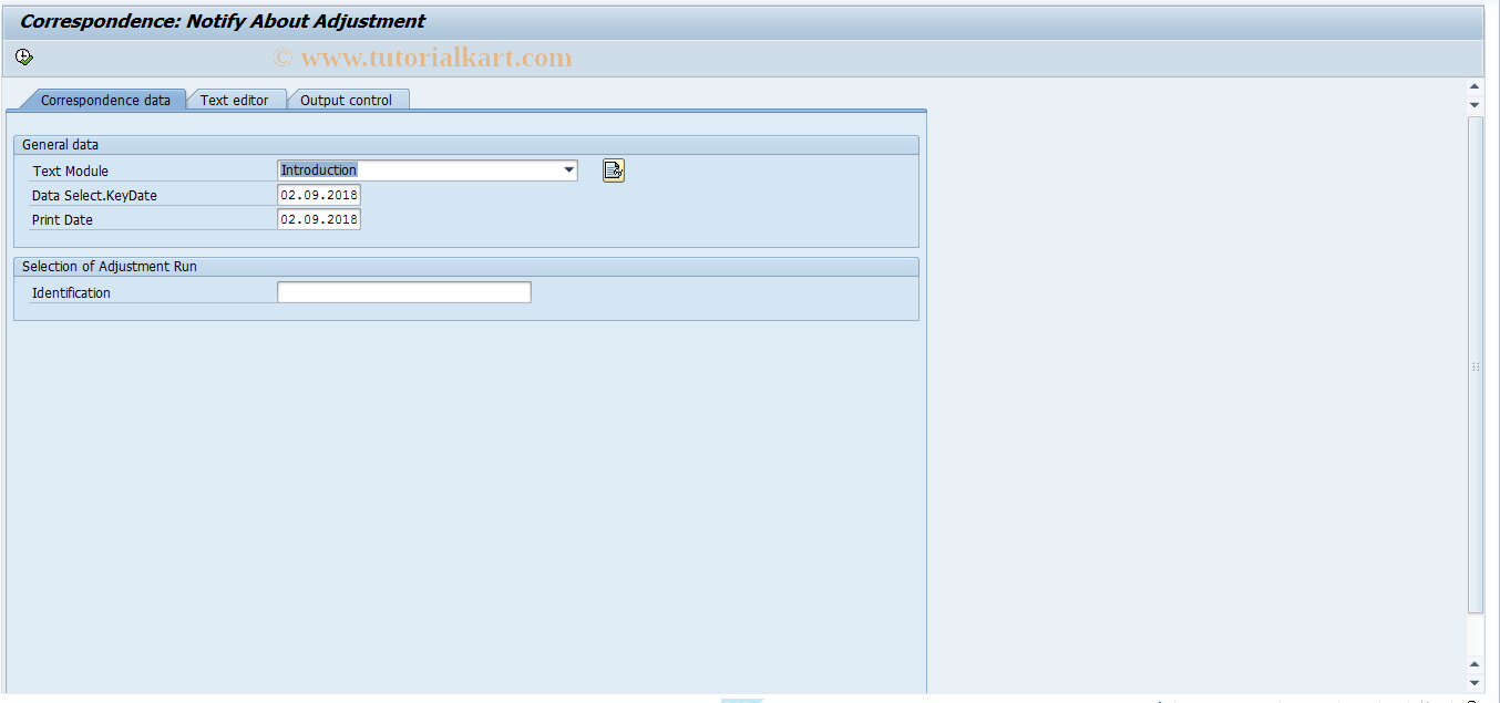SAP TCode RECPA630 - Notify About Adjustment
