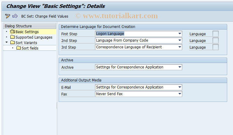 SAP TCode RECPZA - Basic Settings